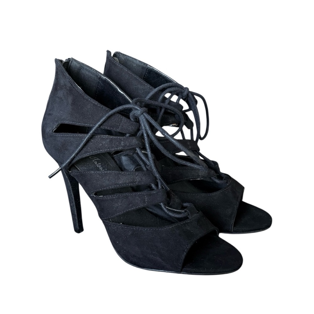 Black Lace Up Strap Heels